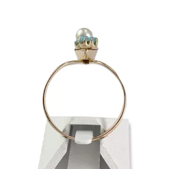 Bague d'occasion or 750 jaune perle de culture résines synthétiques