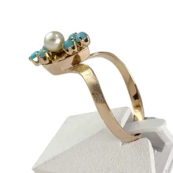 Bague d'occasion or 750 jaune perle de culture résines synthétiques