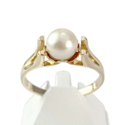Bague d'occasion or 750 jaune perle de culture de chine