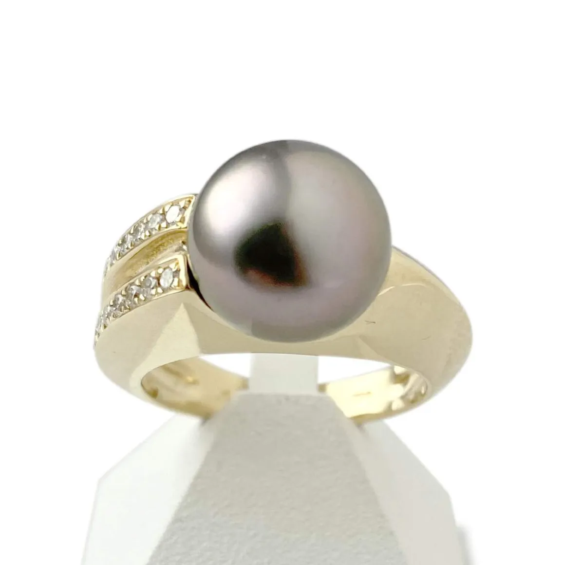 Bague d'occasion or 750 jaune perle de tahiti et diamants