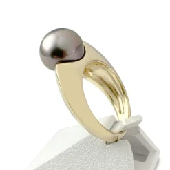 Bague d'occasion or 750 jaune perle de tahiti et diamants