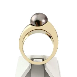 Bague d'occasion or 750 jaune perle de tahiti et diamants