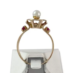 Bague d'occasion or 750 jaune perle de culture pierre synthetique