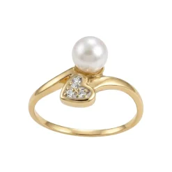 Bague d'occasion or 750 jaune perle de culture diamants