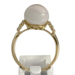 Bague d'occasion or 750 jaune perle de culture, diamants
