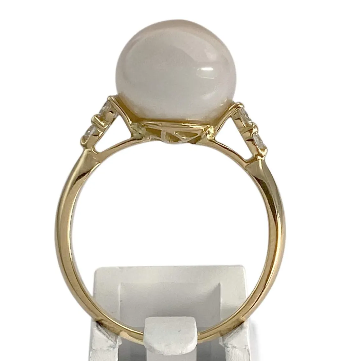 Bague d'occasion or 750 jaune perle de culture, diamants