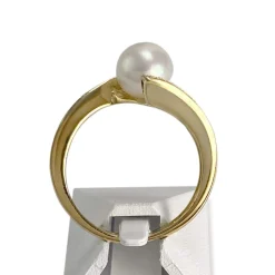 Bague d'occasion or 750 jaune perle de culture diamants