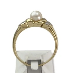 Bague d'occasion or 750 jaune perle de culture diamants