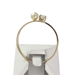 Bague d'occasion or 750 jaune perle de culture, zirconia