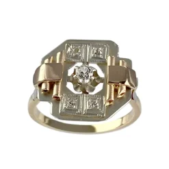 Bague d'occasion or 750 jaune pierres blanches