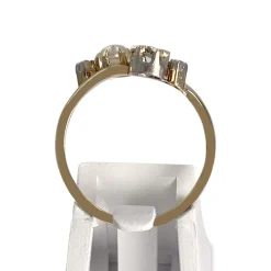 Bague d'occasion or 750 jaune platine perle de culture diamants