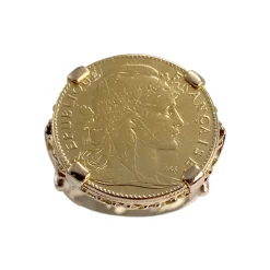 Bague d'occasion or 750 jaune porte-pièce République Française