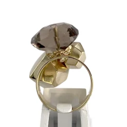 Bague d'occasion or 585 jaune quartz fumé