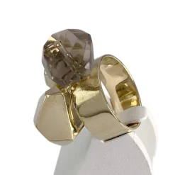 Bague d'occasion or 585 jaune quartz fumé