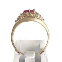 Bague d'occasion or 750 jaune rubis synthétique, zirconias