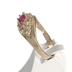 Bague d'occasion or 750 jaune rubis synthétique, zirconias