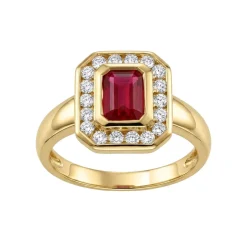Bague d'occasion or 750 jaune rubis diamant