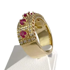 Bague d'occasion or 750 jaune rubis, diamants
