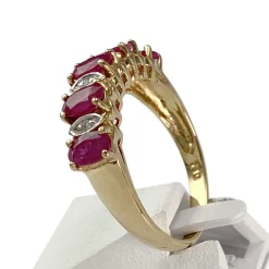 Bague d'occasion or 750 jaune rubis diamant