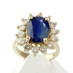 Bague d'occasion or 750 jaune saphir diamants