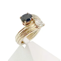 Bague d'occasion or 750 jaune saphir diamant