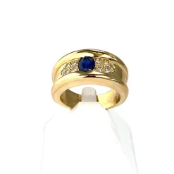 Bague d'occasion or 750 jaune saphir diamants