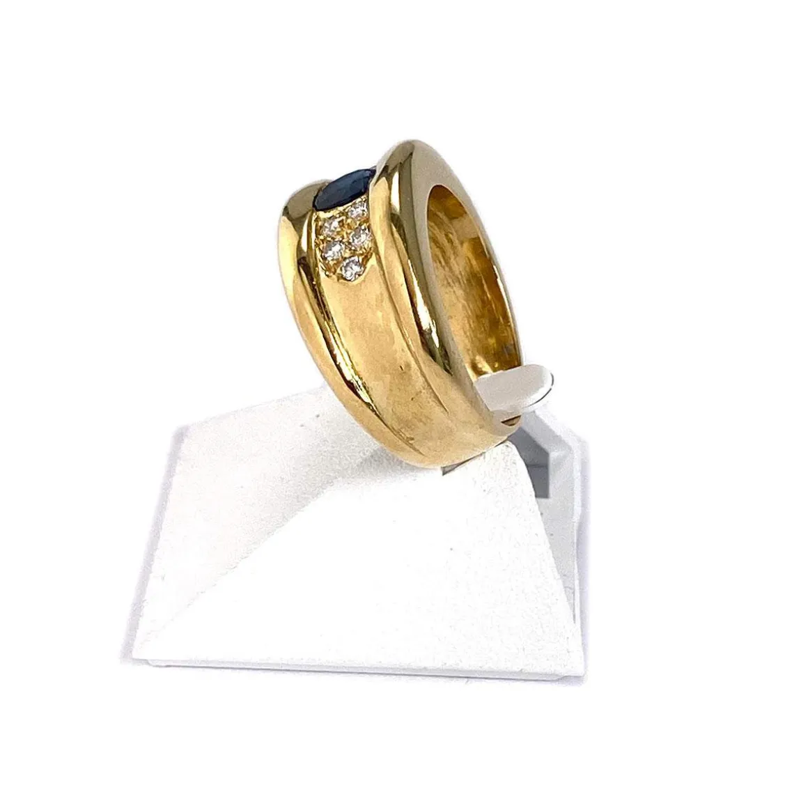 Bague d'occasion or 750 jaune saphir diamants