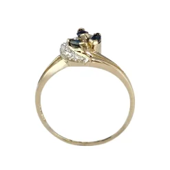 Bague d'occasion or 750 jaune saphir diamants