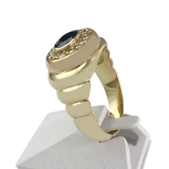 Bague d'occasion or 750 jaune saphir diamants