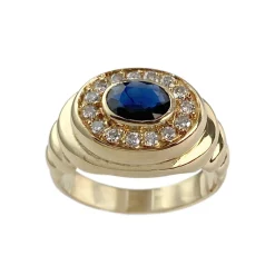 Bague d'occasion or 750 jaune saphir diamants