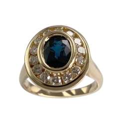 Bague d'occasion or 750 jaune saphir diamants