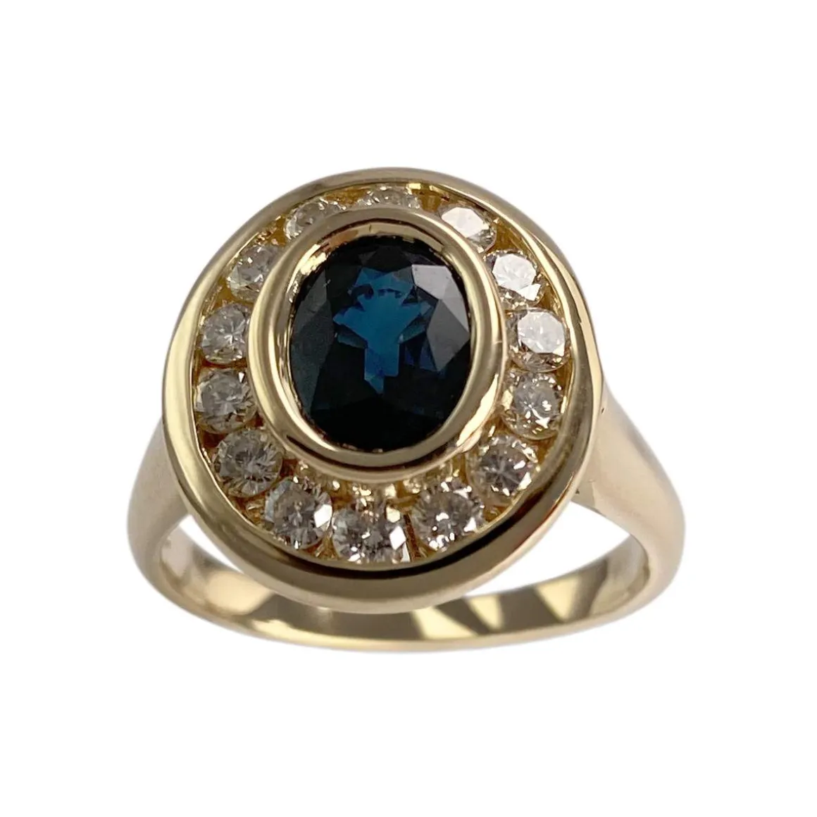 Bague d'occasion or 750 jaune saphir diamants
