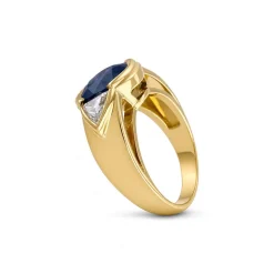 Bague d'occasion or 750 jaune saphir diamant