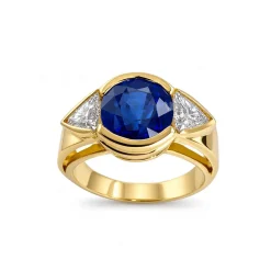 Bague d'occasion or 750 jaune saphir diamant