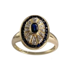 Bague d'occasion or 750 jaune saphir diamant