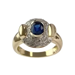 Bague d'occasion or 750 jaune saphir diamant