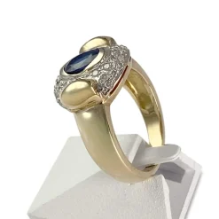 Bague d'occasion or 750 jaune saphir diamant