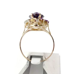 Bague d'occasion or 750 jaune 2tons corindon synthétique