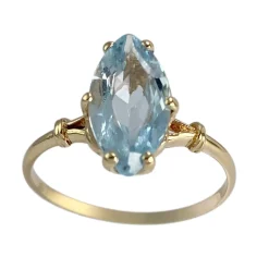 Bague d'occasion or 750 jaune topaze bleue traitée