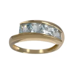 Bague d'occasion or 750 jaune topazes bleues traitées