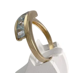 Bague d'occasion or 750 jaune topazes bleues traitées