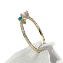 Bague d'occasion or 375 jaune zirconia