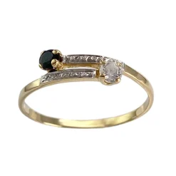 Bague d'occasion or 750 jaune zirconia saphir