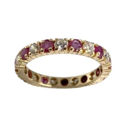 Bague d'occasion or 750 jaune zirconias rubis