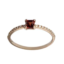 Bague d'occasion or 375 rose diamant grenat