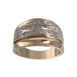 Bague d'occasion  or rose 750 et or rhodié diamants
