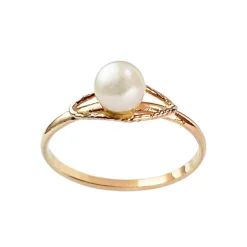 Bague d'occasion or 375 rose perle de culture
