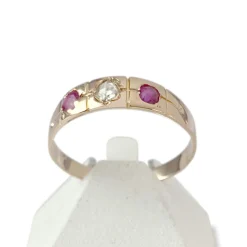 Bague d'occasion or 750 rose pierres blanches et roses