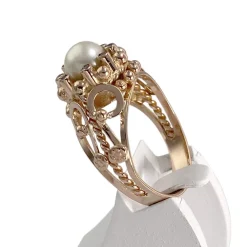 Bague d'occasion or 750 rose zirconias perle de culture