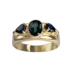Bague d'occasion or 750 saphirs diamants